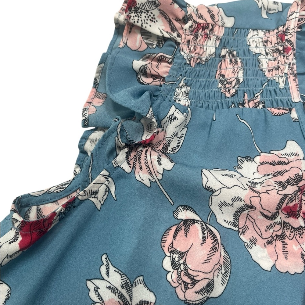 Daniel Rainn Floral Print Blouse Smocked Neckline & Ruffle Sleeves, Small - Picture 15 of 16